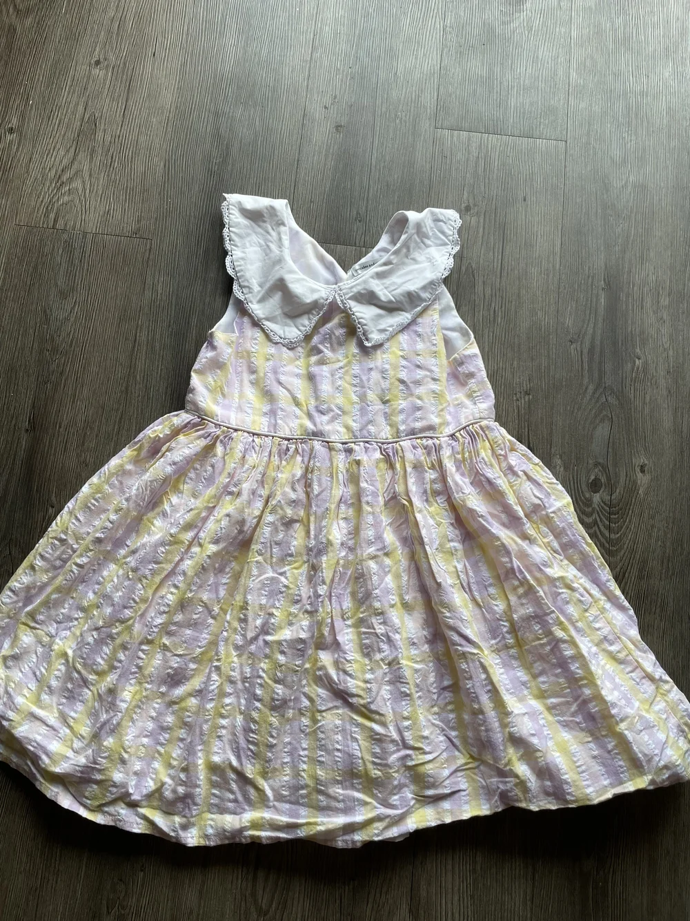cupcakes & cashmere Pink and Yellow Striped Dress with White Peter Pan Collar